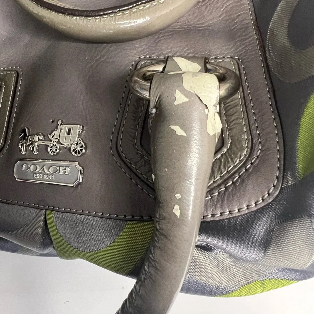 Coach Gray and Green Women's Bag - Picture 5 of 11